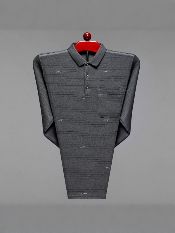 Flórás mintás pamut hosszú ujjú póló (91–95% pamut), antibakteriális, felnőtt férfiaknak