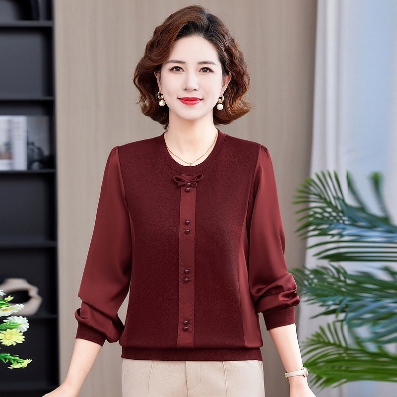 Naistele mõeldud pikkade varrukatega kootud top, ümmarguse kaelaga, polüester üle 95%, sügisel 2025 väljaanne, elegantne igapäevane stiil.