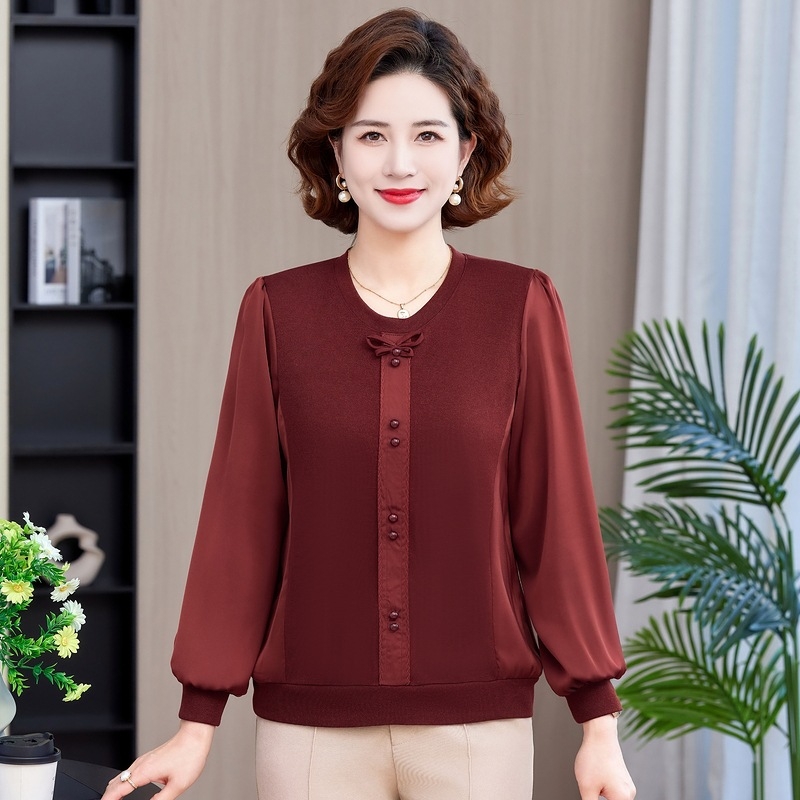 Naistele mõeldud pikkade varrukatega kootud top, ümmarguse kaelaga, polüester üle 95%, sügisel 2025 väljaanne, elegantne igapäevane stiil.