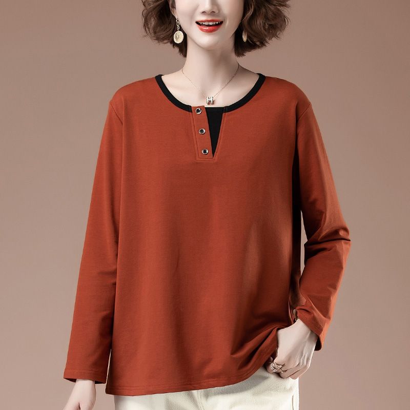 Tricou damă cu mâneci lungi, croială lejeră, guler rotund, 95% bumbac + elastan