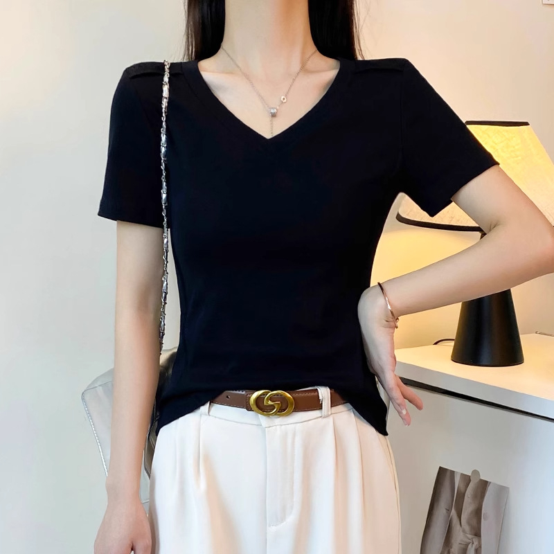 Ženski pamuk-elastan donji sloj majica, uski kroj, okrugli izrez, dugi rukavi, standardna duljina