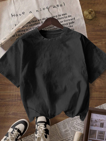 Ženska majica T-shirt od poliestersko-elastanske smeše, okrugli izrez, kratki rukav, široka silueta, lagana tkanina, standardna duljina