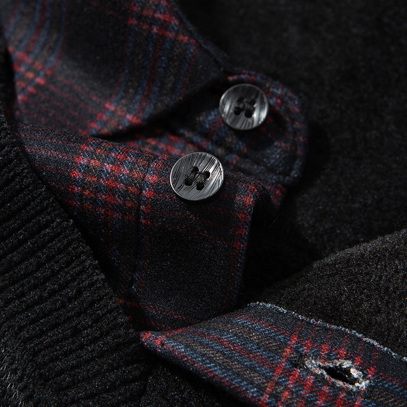 Férfi kockás hosszú ujjú T‑shirt galléros, lapel típusú nyak, vastag téli fazon, poliészter 96%+