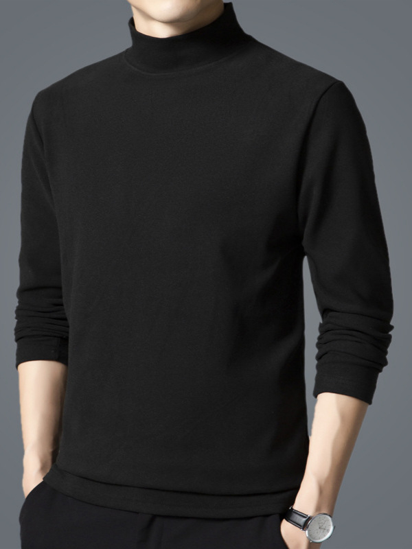 Alap hosszú ujjú felső — kerek nyak, egyenes szabás, poliészter, egyszínű