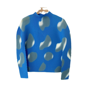 Poliesterski top s dugim rukavima, polu-visoki ovratnik, anime otisak, uski kroj, japanski stil pulover, jesen 2024