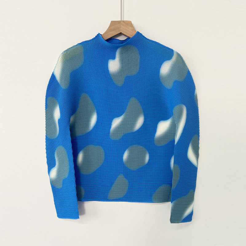 Poliesterski top s dugim rukavima, polu-visoki ovratnik, anime otisak, uski kroj, japanski stil pulover, jesen 2024