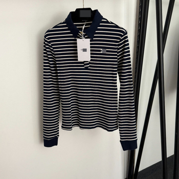 Prugasta polo majica s dugim rukavima i polo ovratnikom, pamuk-elastan smjesa, casual pulover stil