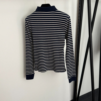 Prugasta polo majica s dugim rukavima i polo ovratnikom, pamuk-elastan smjesa, casual pulover stil