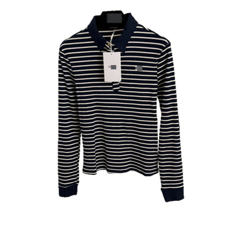 Prugasta polo majica s dugim rukavima i polo ovratnikom, pamuk-elastan smjesa, casual pulover stil