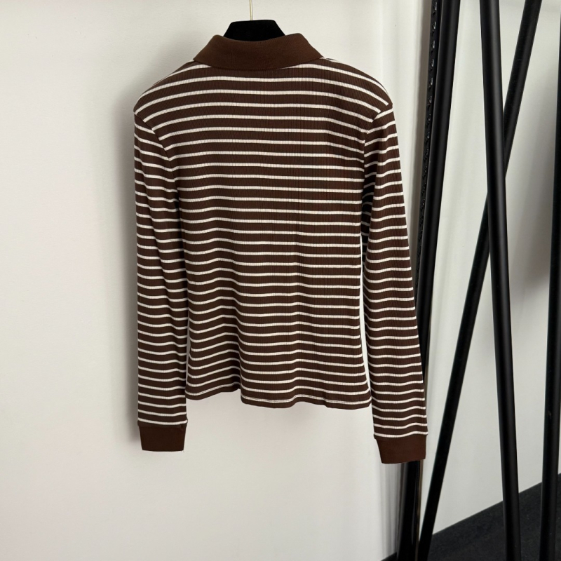 Prugasta polo majica s dugim rukavima i polo ovratnikom, pamuk-elastan smjesa, casual pulover stil