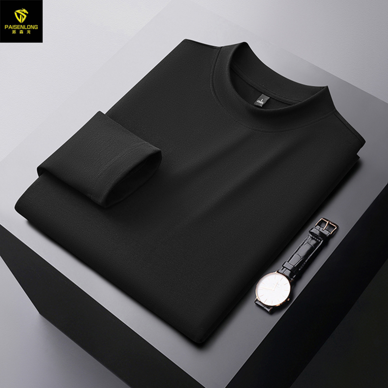 Paisenlong tricou de bază pentru bărbați, toamnă–iarna, 280 g, Derong Velvet, guler semiînalt, cald, croială Slim