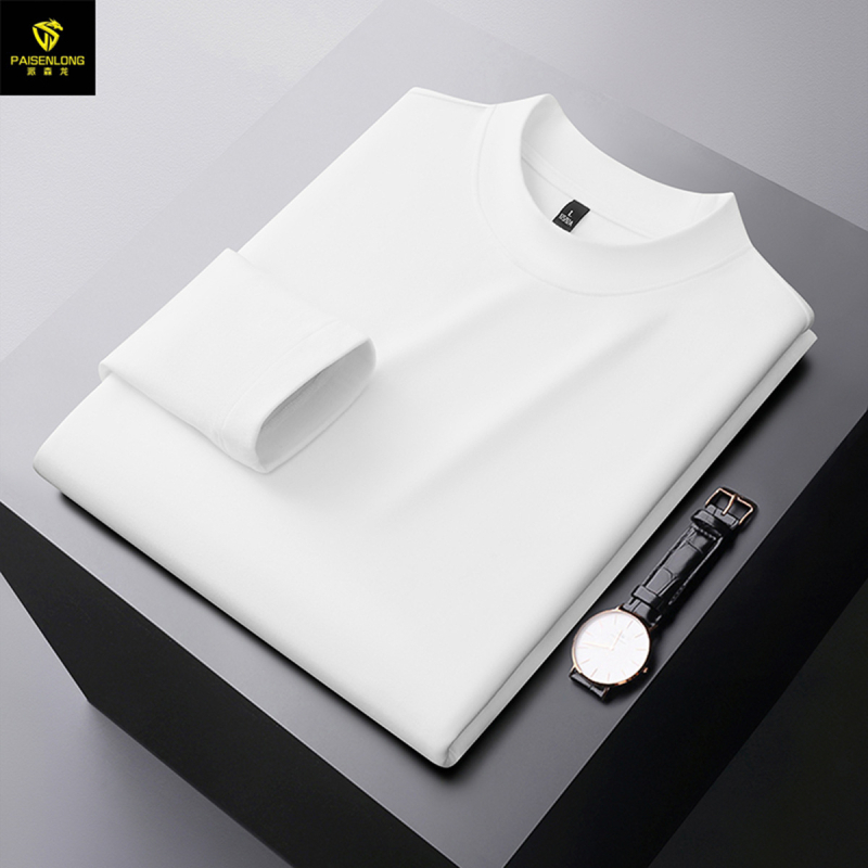Paisenlong tricou de bază pentru bărbați, toamnă–iarna, 280 g, Derong Velvet, guler semiînalt, cald, croială Slim
