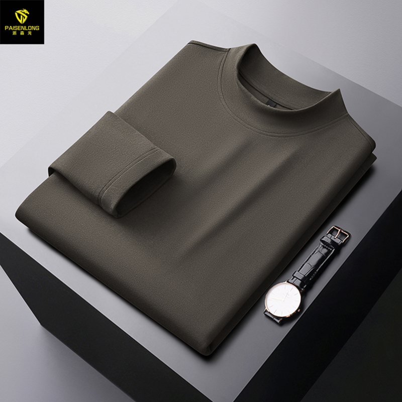 Paisenlong tricou de bază pentru bărbați, toamnă–iarna, 280 g, Derong Velvet, guler semiînalt, cald, croială Slim