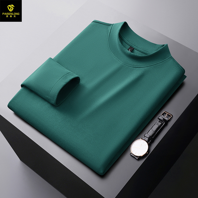 Paisenlong tricou de bază pentru bărbați, toamnă–iarna, 280 g, Derong Velvet, guler semiînalt, cald, croială Slim