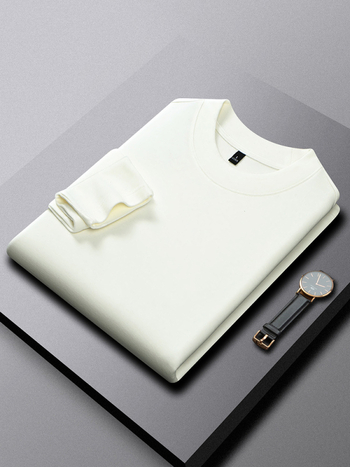 Мъжка тениска с дълъг ръкав и кръгла яка, акрил, влагоотводяща, без намачкване, тясно прилепващ силует