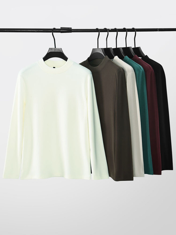 Мъжка тениска с дълъг ръкав и кръгла яка, акрил, влагоотводяща, без намачкване, тясно прилепващ силует