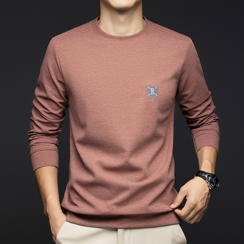 Tricou bărbați cu mânecă lungă, guler rotund; compoziție: 96,8% poliester, 3,2% spandex; greutate 180–250 g; model solid; sezon primăvară-toamnă