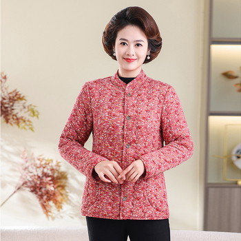 Jachetă de iarnă pentru femei, căptușită, ușoară și călduroasă, umplutură din bumbac mătăsos, material poliester, guler înalt, închidere cu nasturi, lungime medie, stil elegant urban.