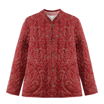 Jachetă de iarnă pentru femei, căptușită, ușoară și călduroasă, umplutură din bumbac mătăsos, material poliester, guler înalt, închidere cu nasturi, lungime medie, stil elegant urban.