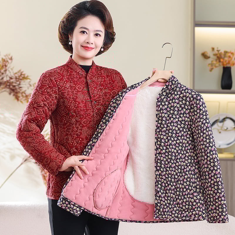 Jachetă de iarnă pentru femei, căptușită, ușoară și călduroasă, umplutură din bumbac mătăsos, material poliester, guler înalt, închidere cu nasturi, lungime medie, stil elegant urban.