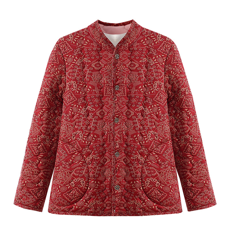 Jachetă de iarnă pentru femei, căptușită, ușoară și călduroasă, umplutură din bumbac mătăsos, material poliester, guler înalt, închidere cu nasturi, lungime medie, stil elegant urban.