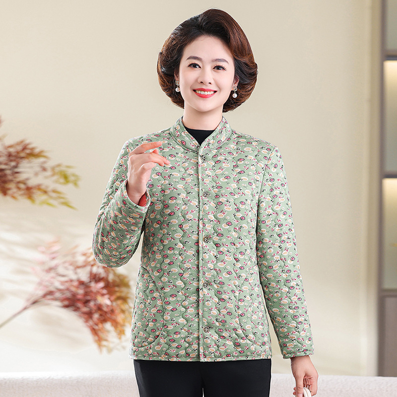 Jachetă de iarnă pentru femei, căptușită, ușoară și călduroasă, umplutură din bumbac mătăsos, material poliester, guler înalt, închidere cu nasturi, lungime medie, stil elegant urban.