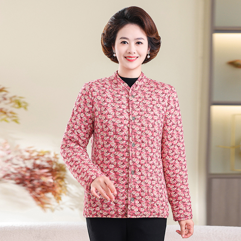 Jachetă de iarnă pentru femei, căptușită, ușoară și călduroasă, umplutură din bumbac mătăsos, material poliester, guler înalt, închidere cu nasturi, lungime medie, stil elegant urban.