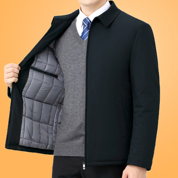 Muška zimska jakna s punjenjem od pamuka, zatvarač, više džepova, tkanina od poliestera s podstavom