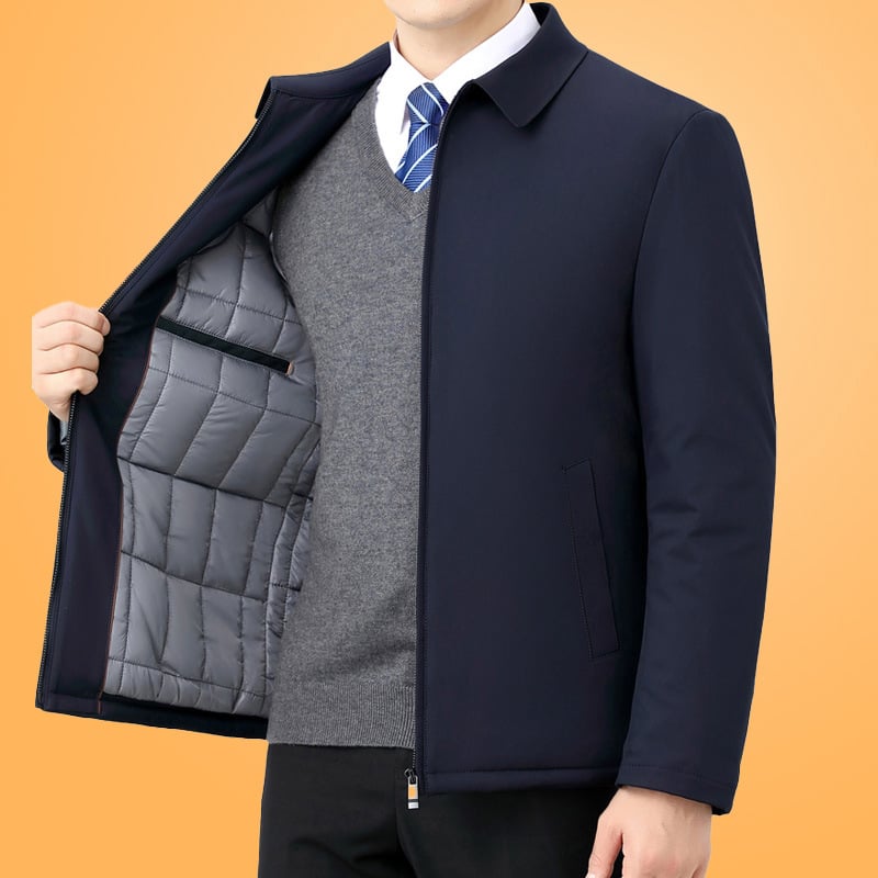 Muška zimska jakna s punjenjem od pamuka, zatvarač, više džepova, tkanina od poliestera s podstavom
