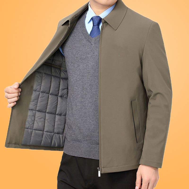 Muška zimska jakna s punjenjem od pamuka, zatvarač, više džepova, tkanina od poliestera s podstavom