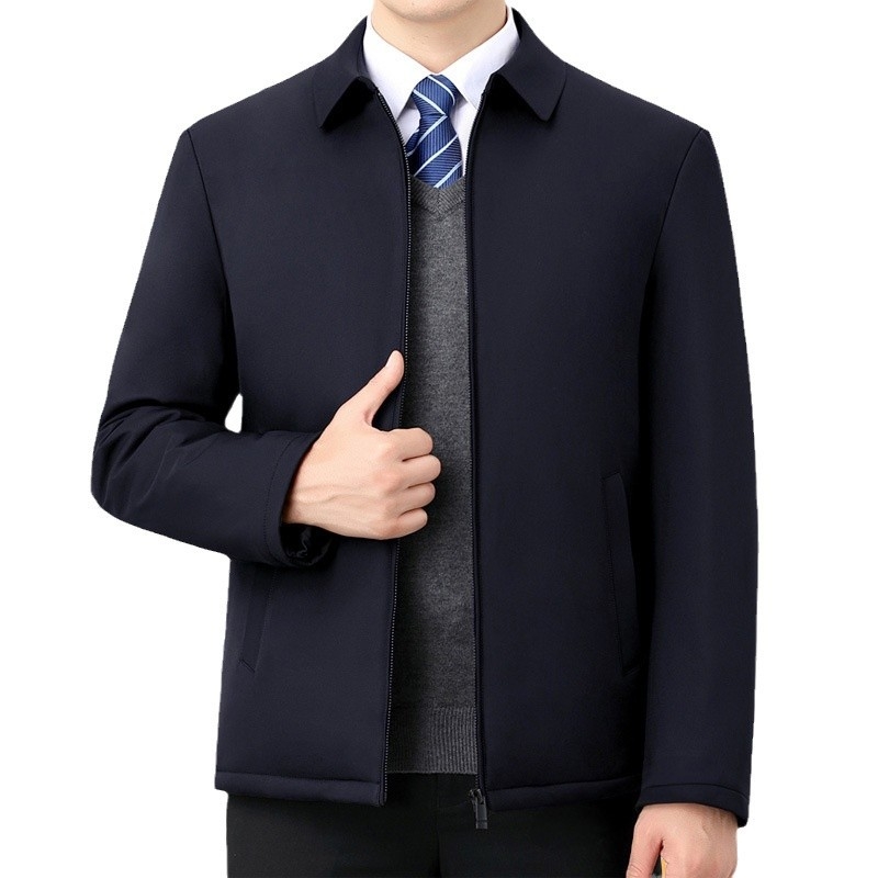 Muška zimska jakna s punjenjem od pamuka, zatvarač, više džepova, tkanina od poliestera s podstavom