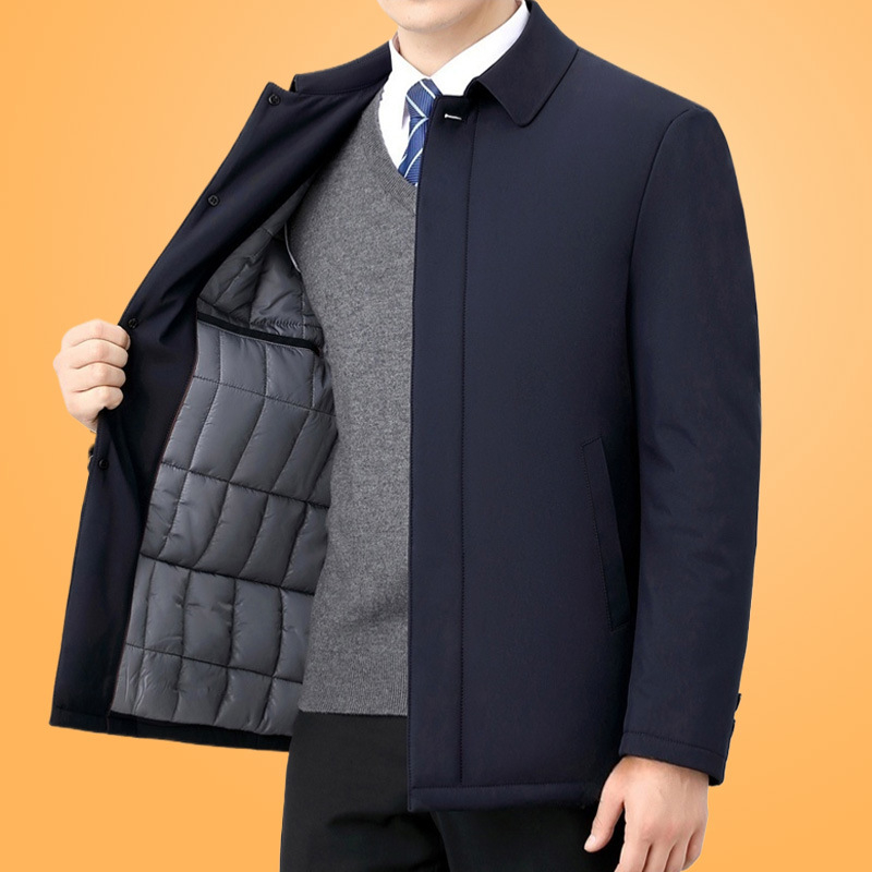 Muška zimska jakna s punjenjem od pamuka, zatvarač, više džepova, tkanina od poliestera s podstavom
