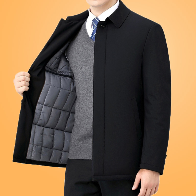 Muška zimska jakna s punjenjem od pamuka, zatvarač, više džepova, tkanina od poliestera s podstavom