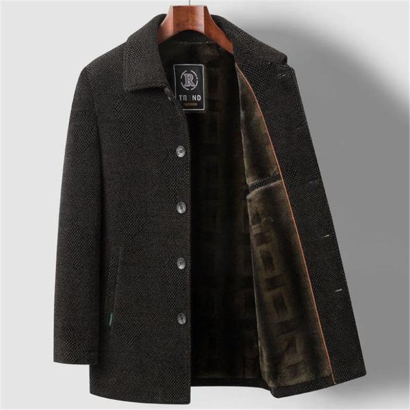 Ανδρικό παλτό από βαμβάκι με επένδυση φλίς, γέμισμα από βαμβάκι, μονόμπροστο με πέτο