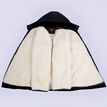 Palton din lână cu umplutură din bumbac pentru bărbați de vârstă mijlocie, cu glugă, fermoar, gros, cu căptușeală interioară detașabilă