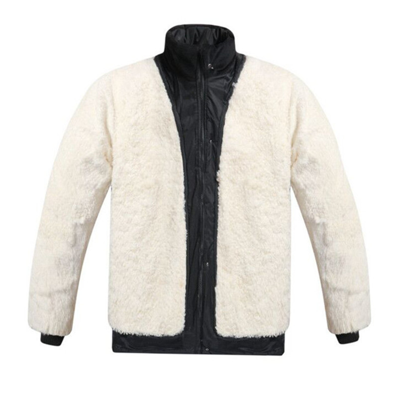 Palton din lână cu umplutură din bumbac pentru bărbați de vârstă mijlocie, cu glugă, fermoar, gros, cu căptușeală interioară detașabilă