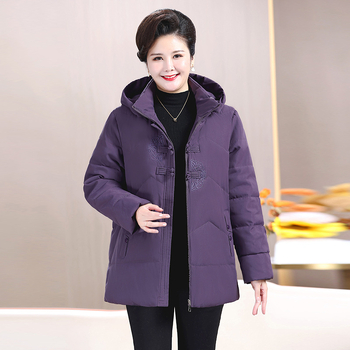 Geacă de iarnă pentru femei, cu glugă, izolație groasă din umplutură puf-silcă-bumbac, fermoar, croială dreaptă