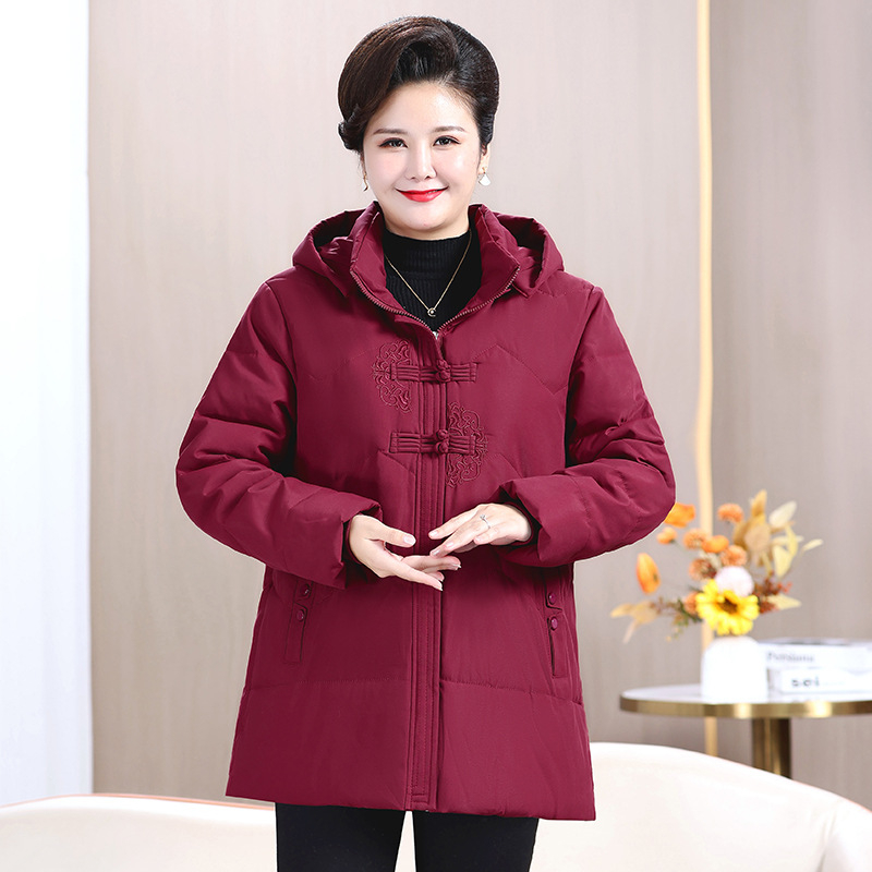 Geacă de iarnă pentru femei, cu glugă, izolație groasă din umplutură puf-silcă-bumbac, fermoar, croială dreaptă