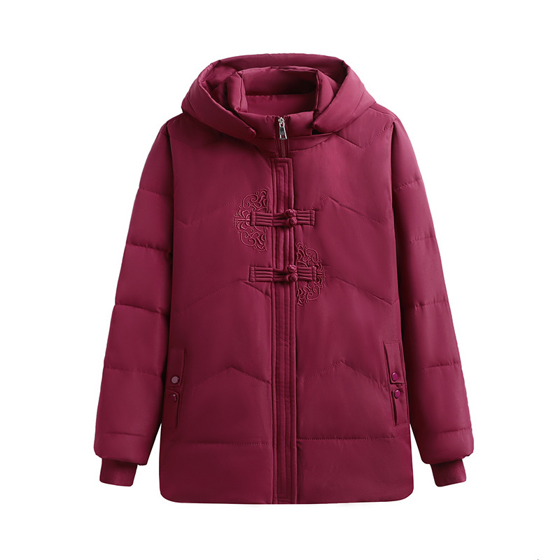 Geacă de iarnă pentru femei, cu glugă, izolație groasă din umplutură puf-silcă-bumbac, fermoar, croială dreaptă