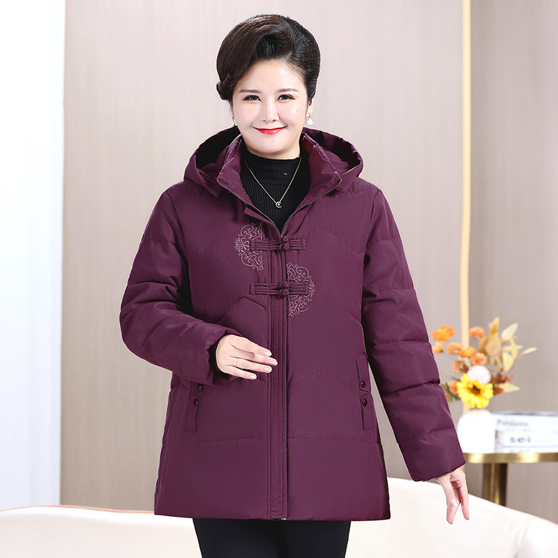 Geacă de iarnă pentru femei, cu glugă, izolație groasă din umplutură puf-silcă-bumbac, fermoar, croială dreaptă