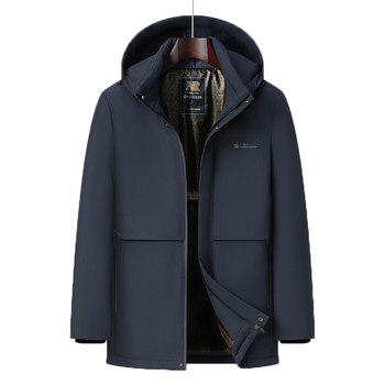 Geacă de iarnă căptușită cu fleece, cu glugă, umplutură poliester, fermoar, pentru bărbați adulți