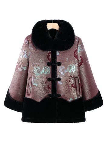 Palton de iarnă din bumbac pentru femei în vârstă - căptușeală groasă, umplutură din bumbac-sintetic mătase, poliester 95%+, croială lejeră, guler rotund (Iarna 2024)