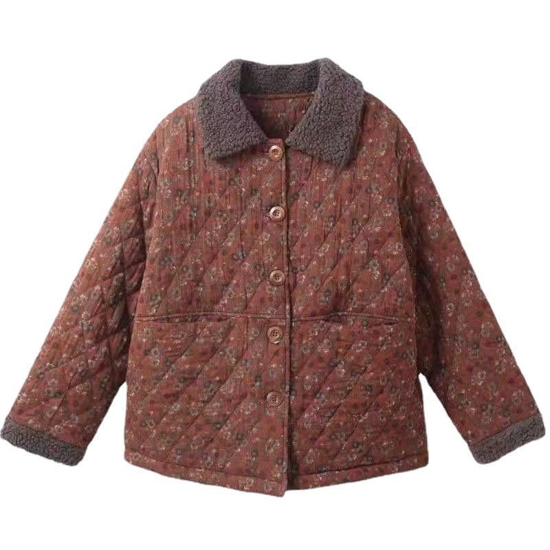 Jachetă scurtă din bumbac cu căptușeală de bumbac, pentru femei, rever floral, fără mâneci, lungime ultra scurtă, țesătură chenille