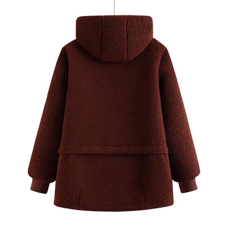 Geacă de damă din bumbac cu glugă — căptușită cu fleece, ultra‑scurtă, fără mâneci, țesătură Chenille, umplutură imitatie mătase-pamânt