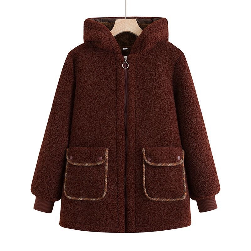 Geacă de damă din bumbac cu glugă — căptușită cu fleece, ultra‑scurtă, fără mâneci, țesătură Chenille, umplutură imitatie mătase-pamânt