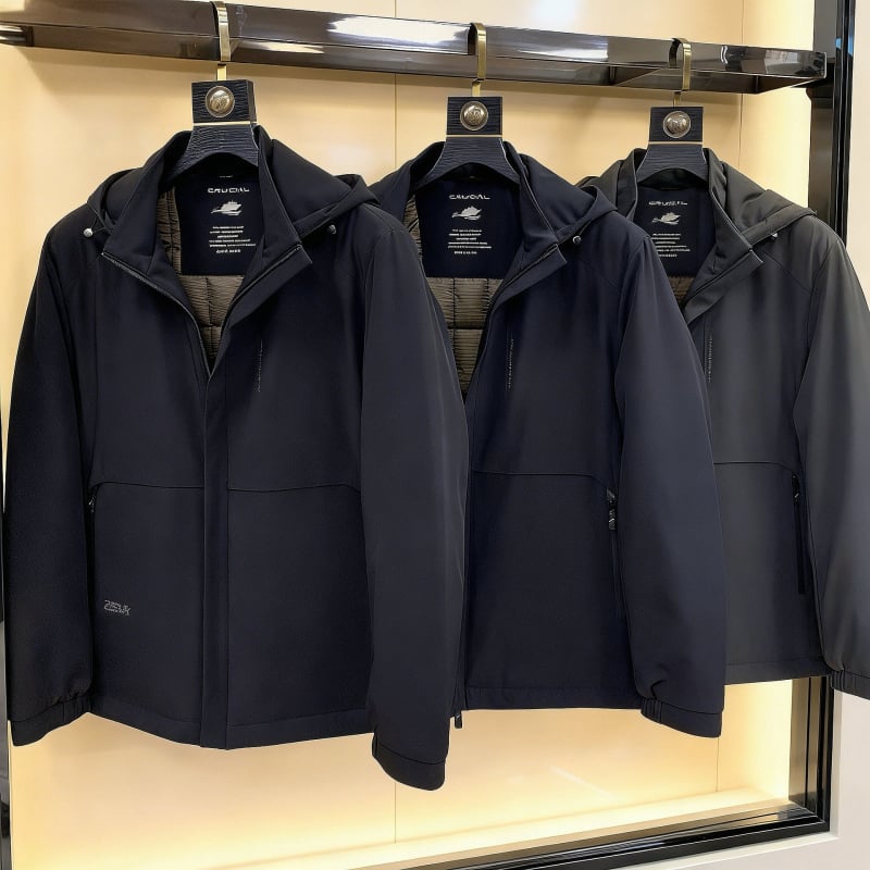 Jachetă bărbați din nylon, căptușită cu poliester, umplutură poliester, glugă detașabilă, fermoar, stil cardigan, croială ajustată