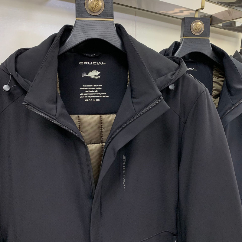 Jachetă bărbați din nylon, căptușită cu poliester, umplutură poliester, glugă detașabilă, fermoar, stil cardigan, croială ajustată