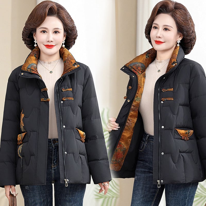 Женско памучно подплатено зимно палто от полиестер, стойковидна яка, цип, дълги ръкави