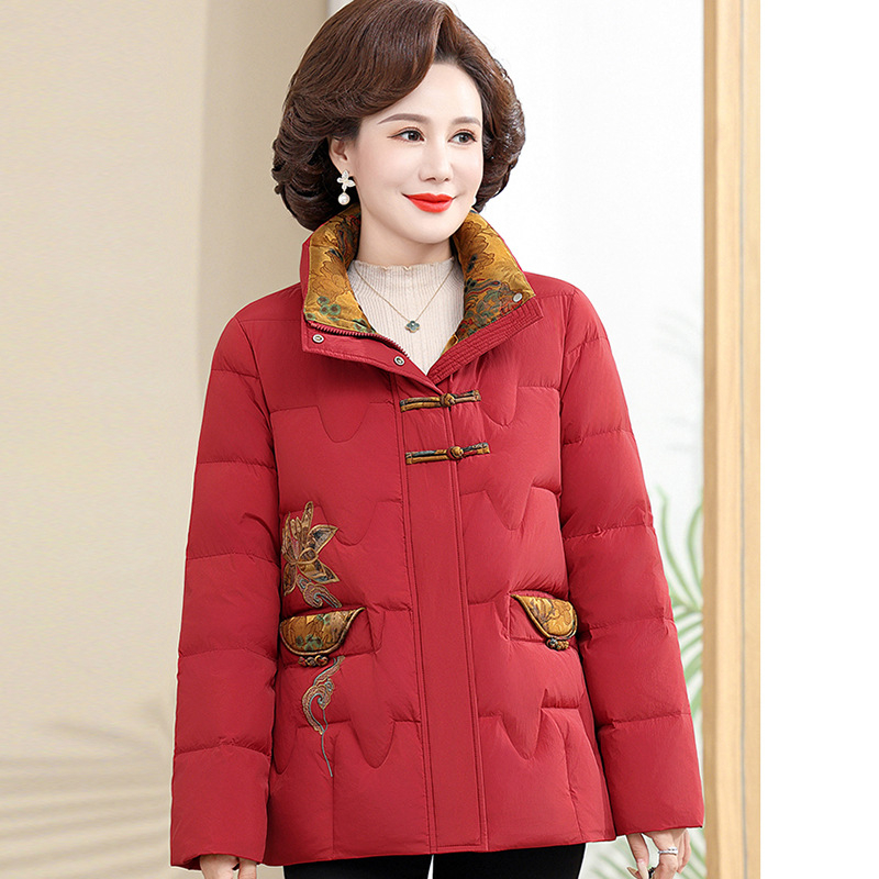 Женско памучно подплатено зимно палто от полиестер, стойковидна яка, цип, дълги ръкави