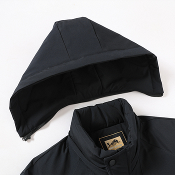 Geacă de iarnă din bumbac, cu umplutură din mătase-pamuk, căptușeală din poliester, fermoar, glugă detașabilă